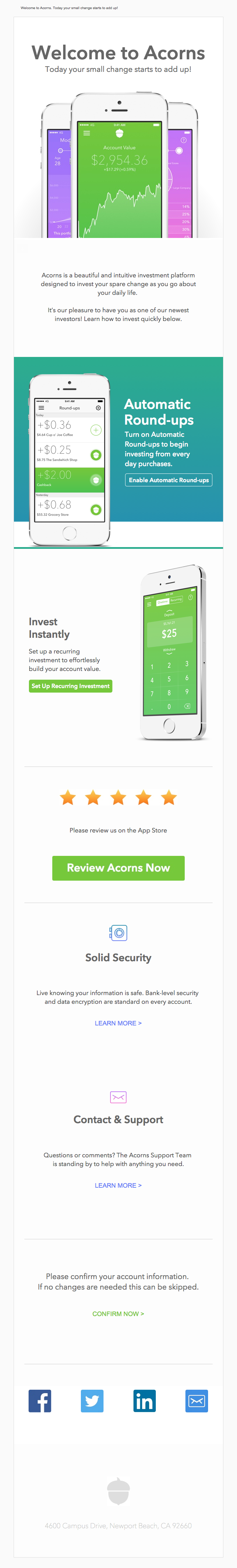 Congratulations and welcome to Acorns!