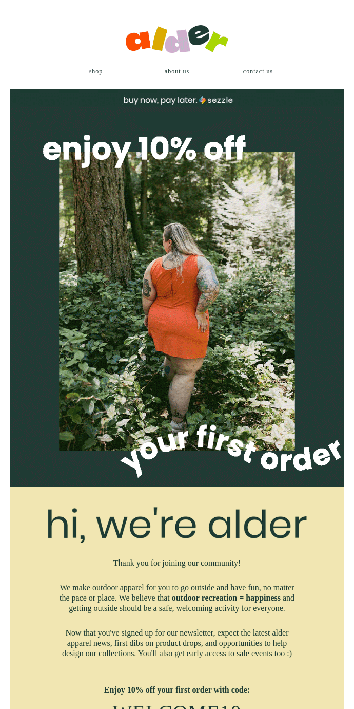 Welcome — here's 10% off your first order 💚
