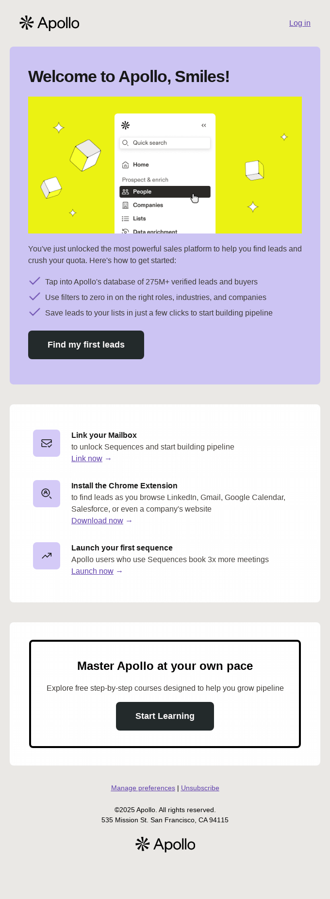 Welcome to Apollo - your sales journey starts here