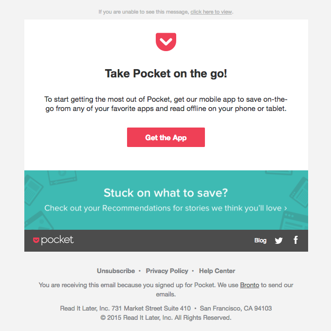 to Pocket! Desktop View Really Good Emails
