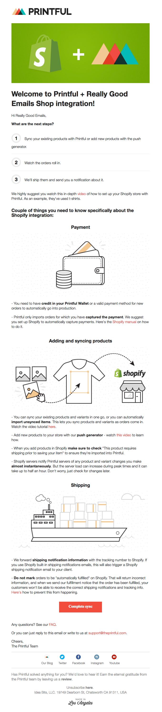 Welcome to Printful + Really Good Emails Shop integration!