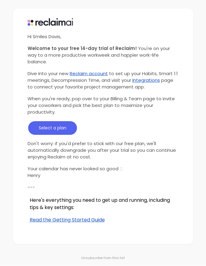 Welcome to Reclaim.ai 🎉
