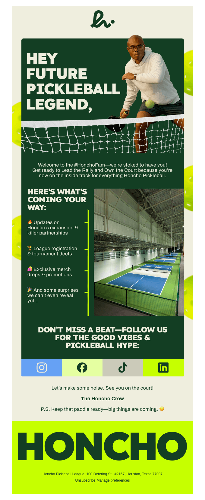 Welcome to the #HonchoFam! 🎉🏓