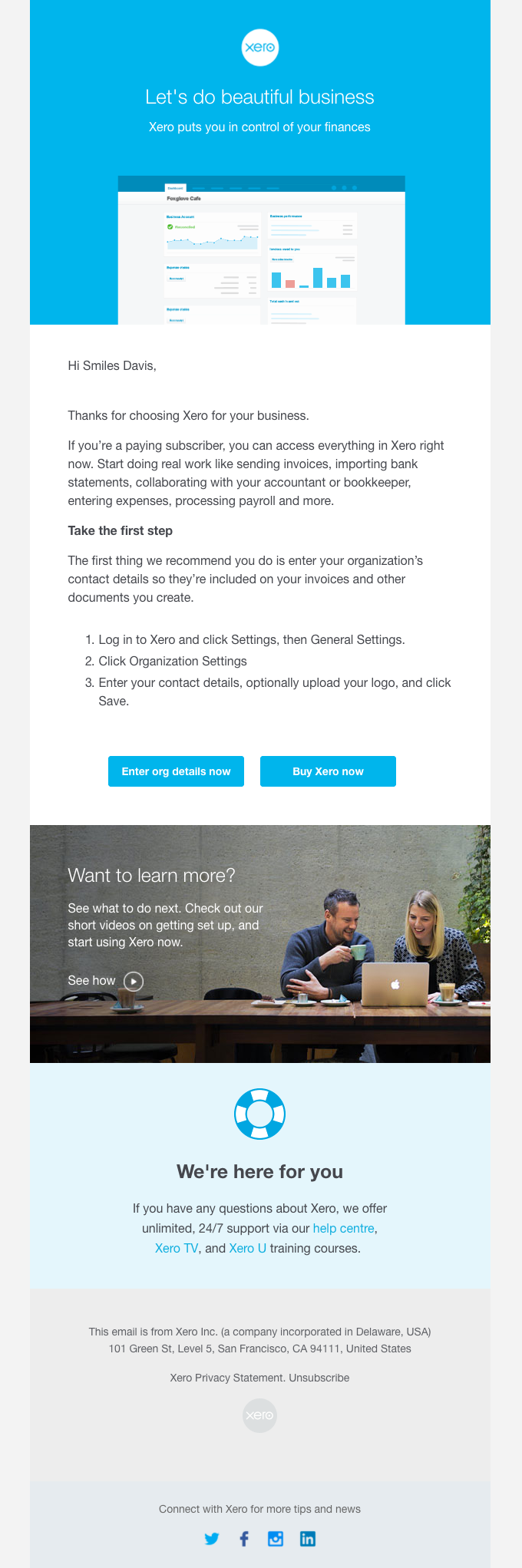 Welcome to Xero — let’s get started