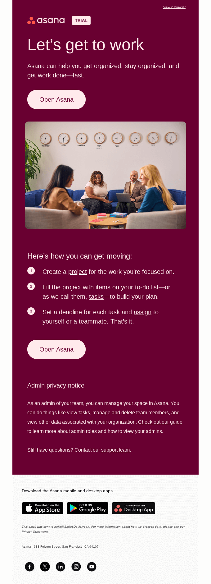 Welcome to your Asana trial