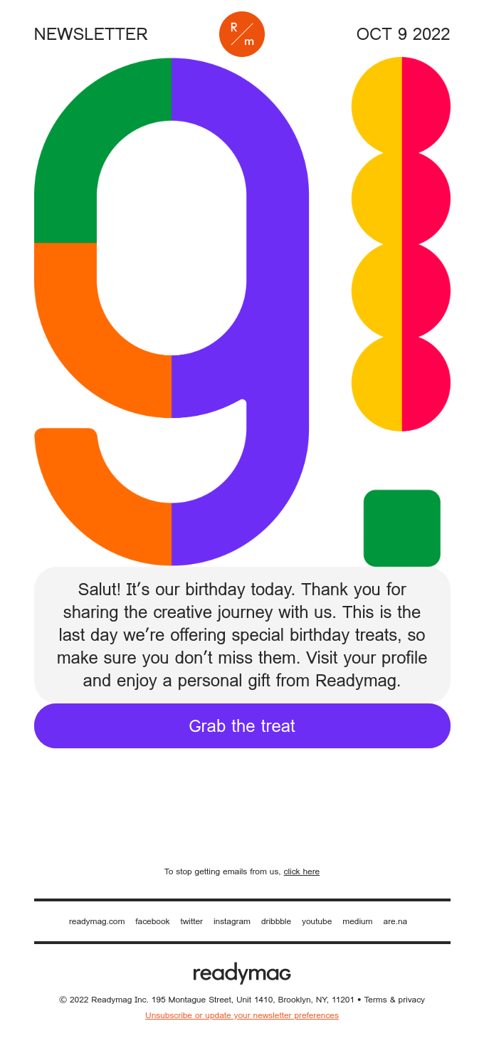 We’re 9 today—check out this email for a treat