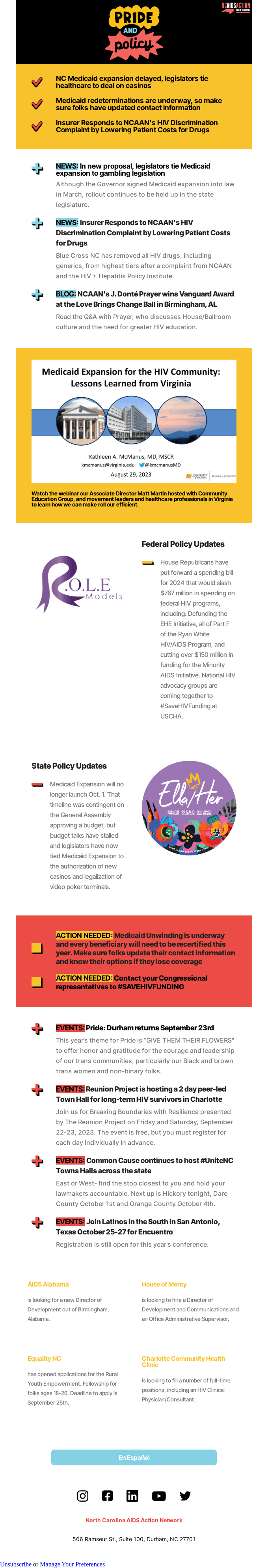 We're back! Check out this month's newsletter from NCAAN