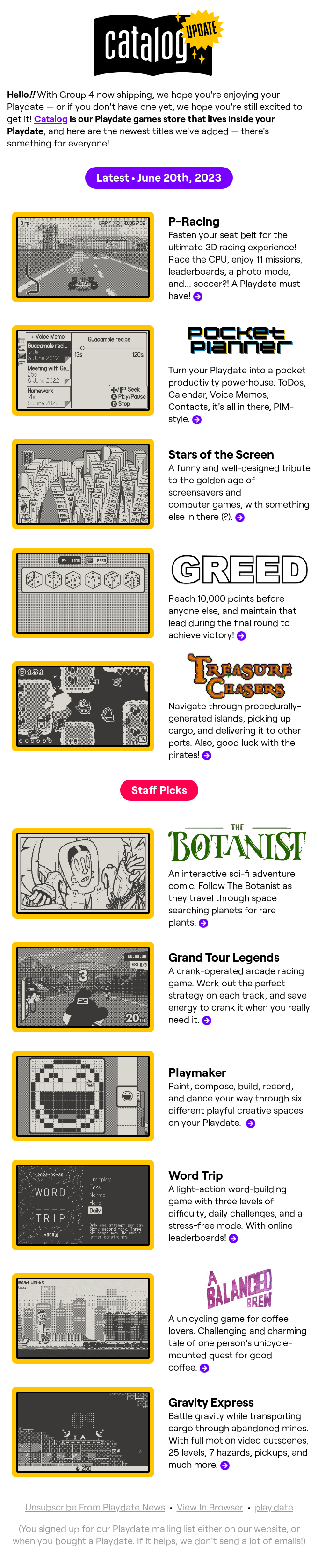 What's new in Playdate Catalog • June 20th 2023