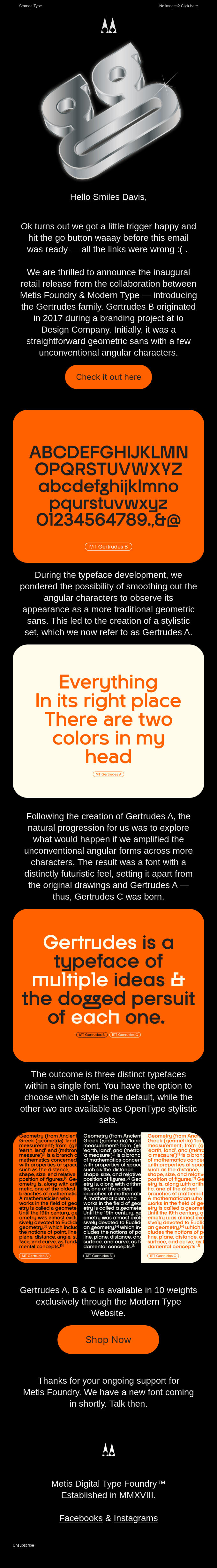 Whoops lets try that again! Gertudes — Is 3 typeface styles too many?