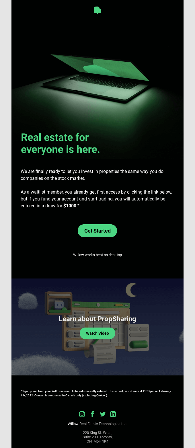 Willow is live! Sign up and win $1000