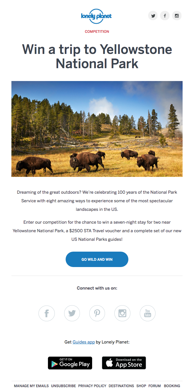 Win a trip to Yellowstone National Park