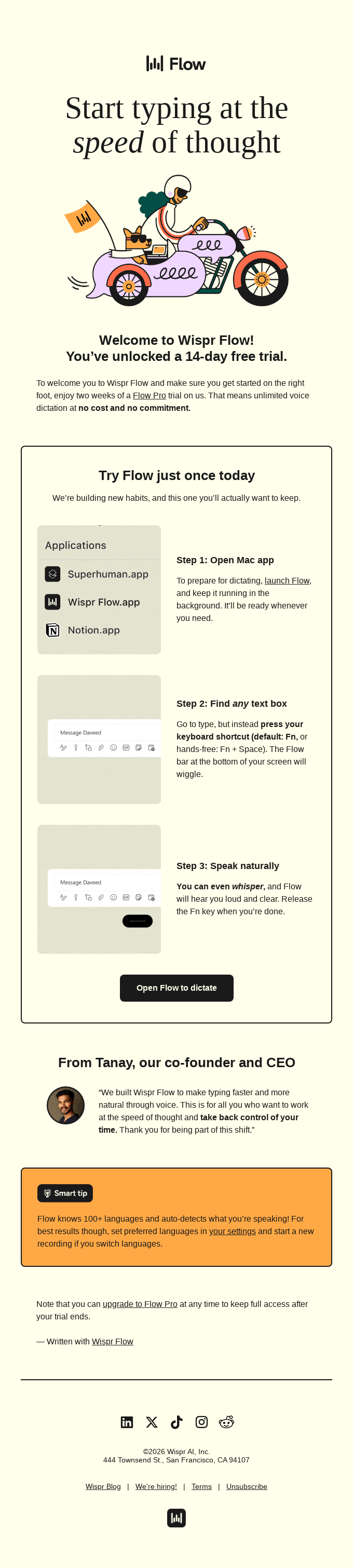 Welcome to Wispr Flow 💜