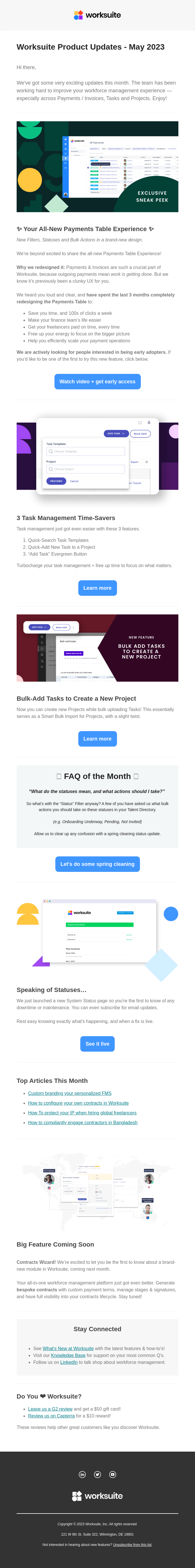 Worksuite News: Introducing the All-New Payments Table Experience