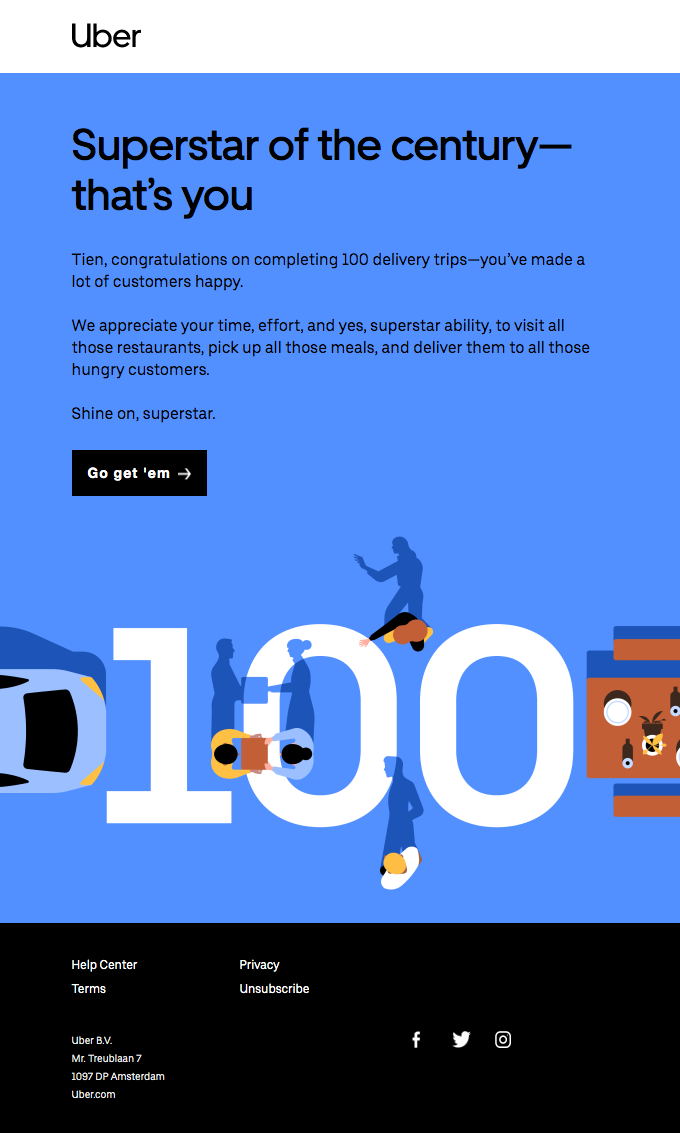 💯 You’re in the big leagues, Tien: 100 deliveries made