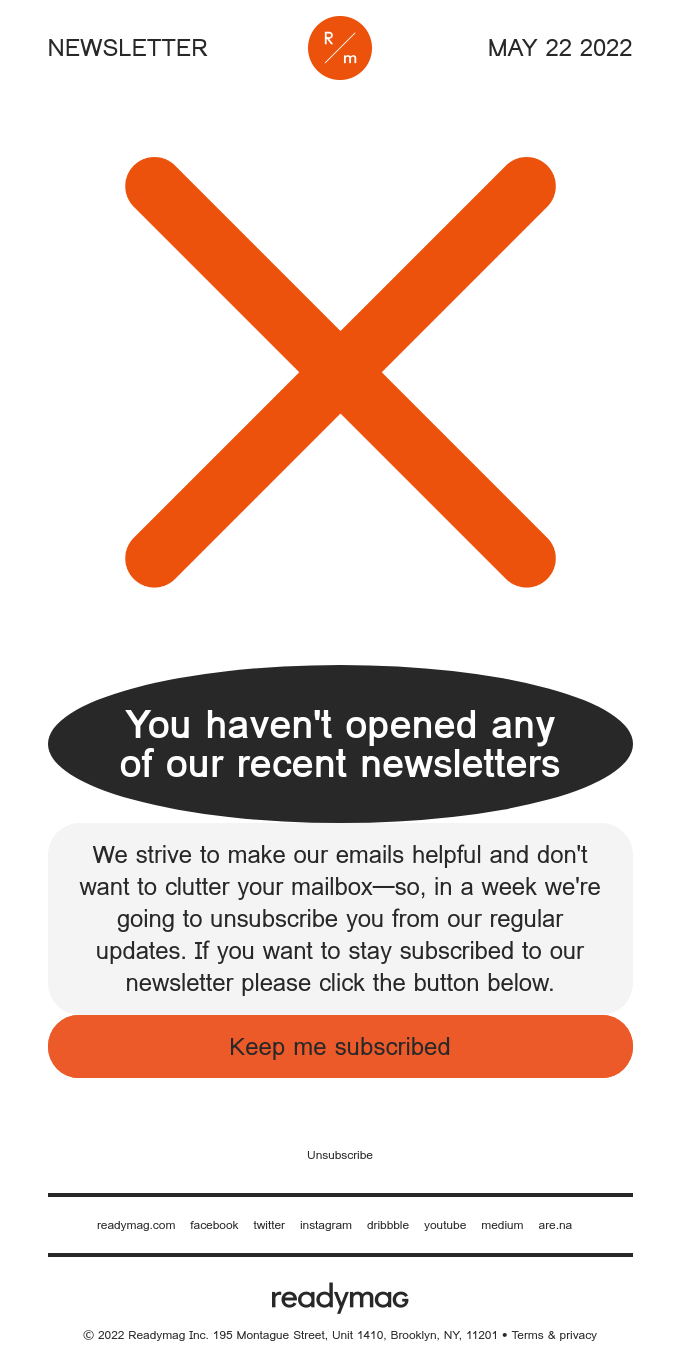 You’ll be unsubscribed from Readymag emails