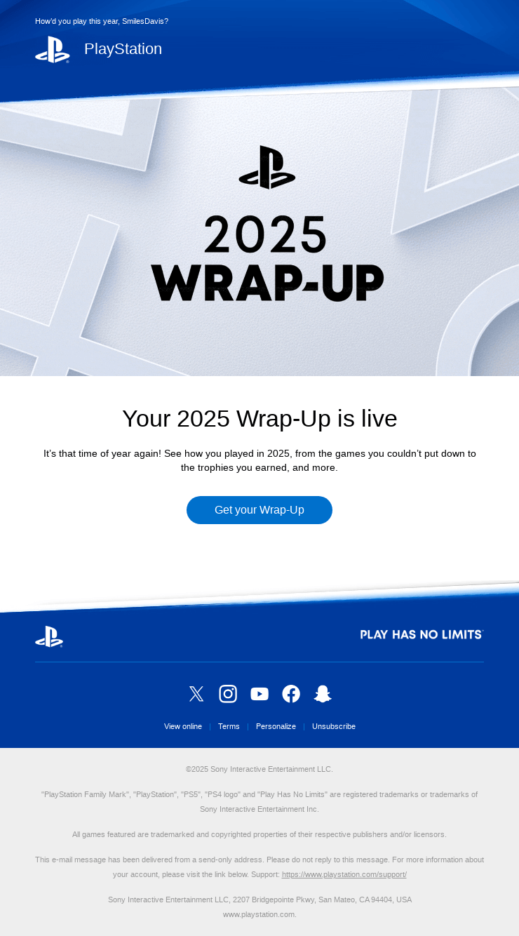 Your 2025 Wrap-Up is finally here | Get your gameplay stats and more