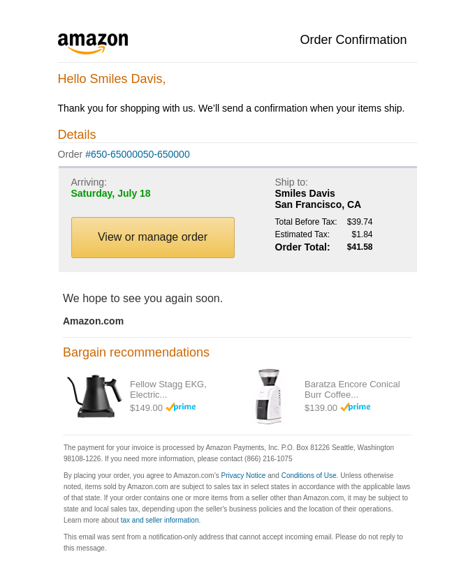 Your Amazon.com order #650-65000050-650000