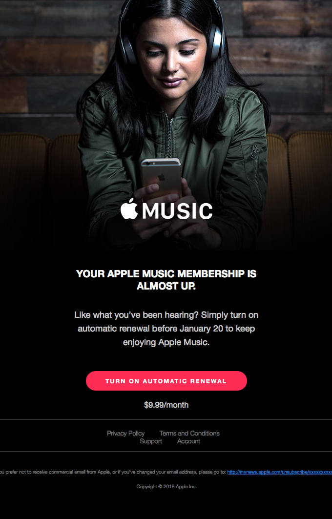 Your Apple Music membership is almost up.