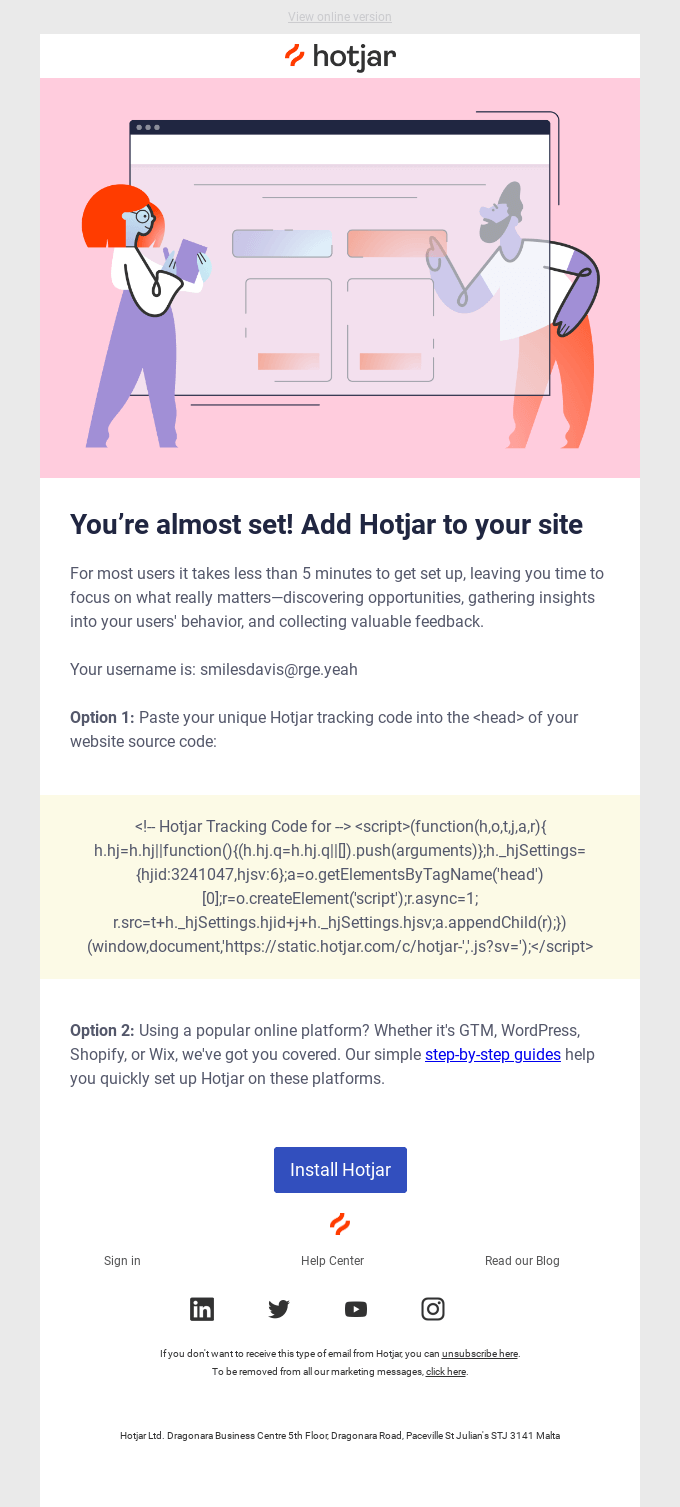 Your first email from Hotjar