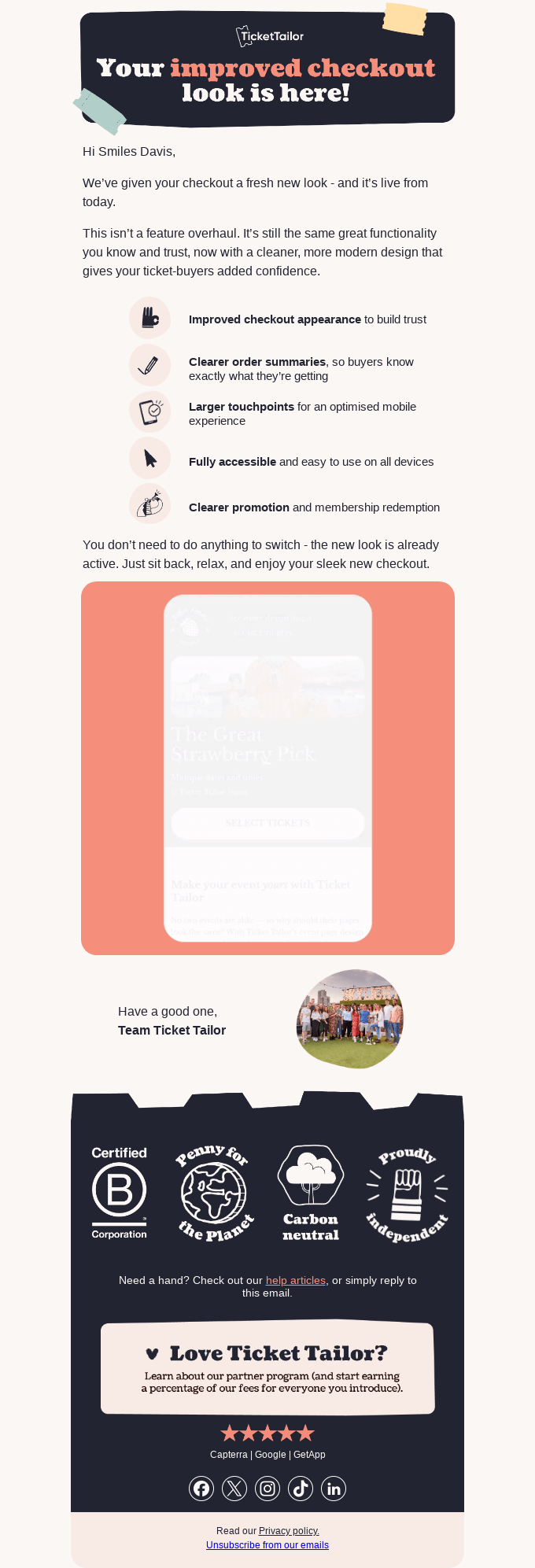 Your improved checkout appearance is here 🎉