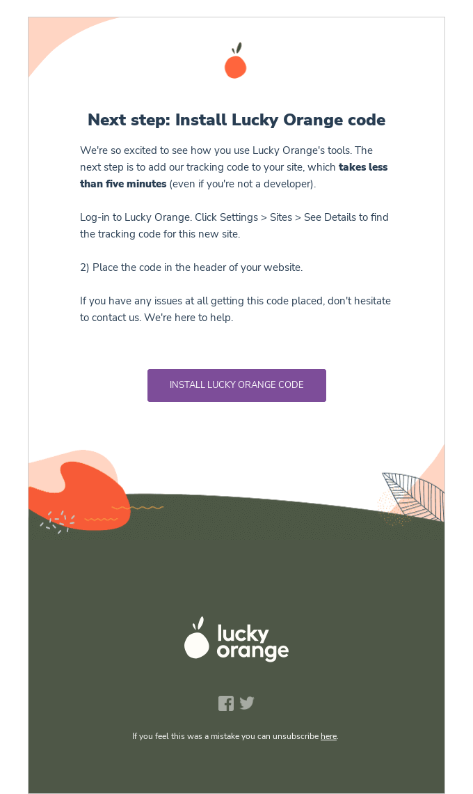 Your Lucky Orange tracking code is ready