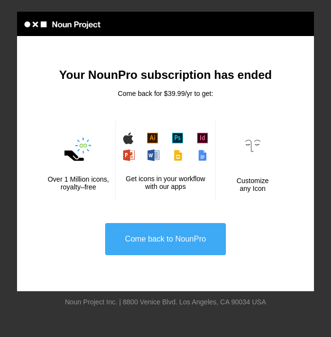 Your NounPro subscription has ended