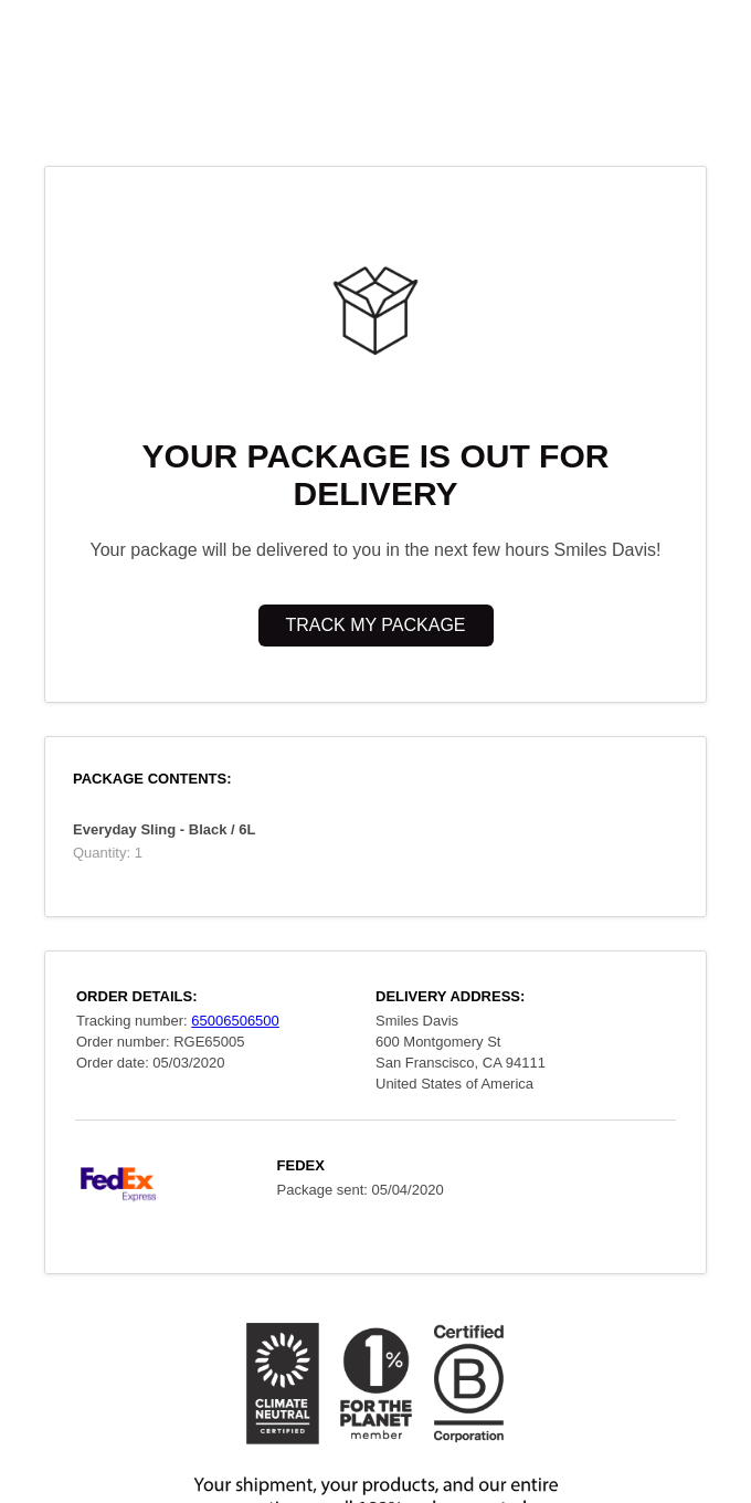 Your package is out for delivery