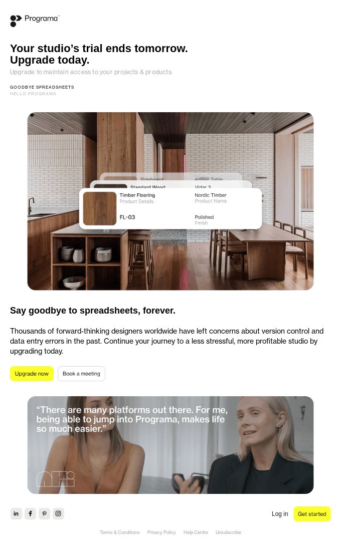 ⏳ Your Programa trial ends tomorrow.