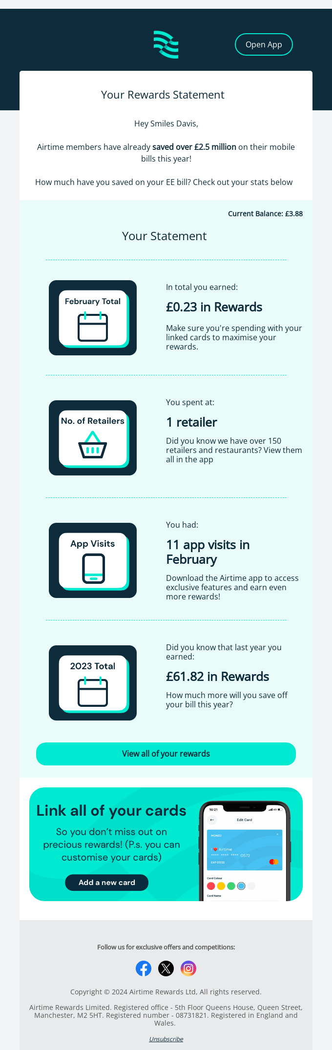 Your Rewards Statement is ready Smiles Davis 📈