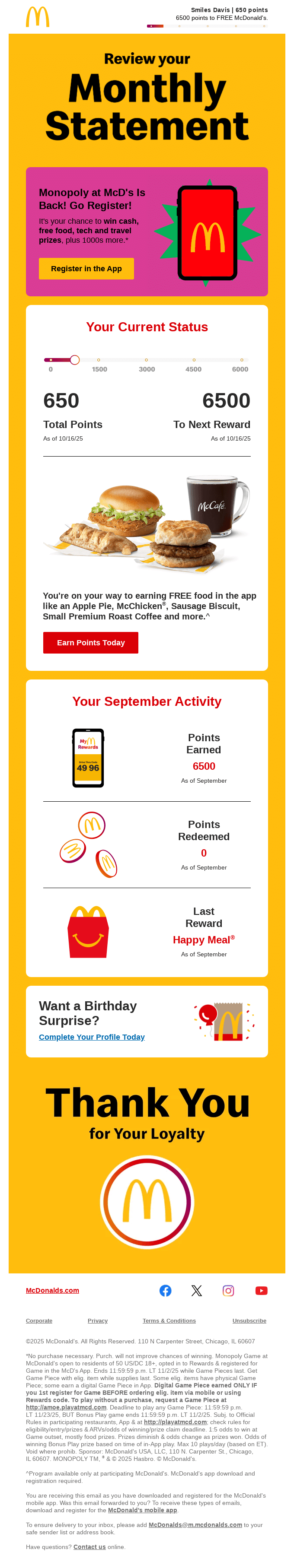 Smiles Davis, your September account in review