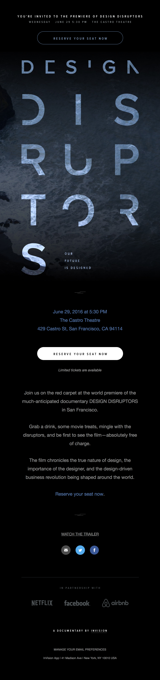 You’re invited to the world premiere of DESIGN DISRUPTORS