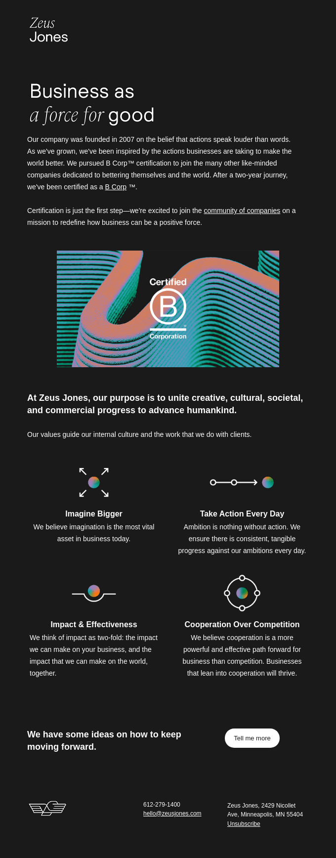 Zeus Jones is now a Certified B Corp 🎉